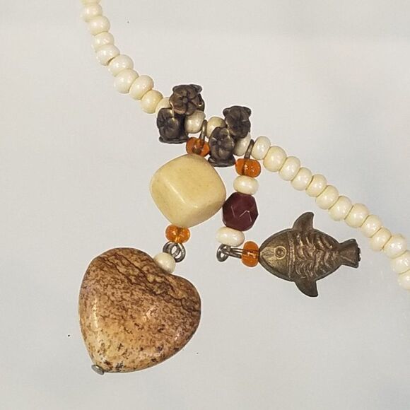 Iris Lane Necklace 1980s Designer Signed One of a Kind Vintage Beach Boho - Picture 10 of 12